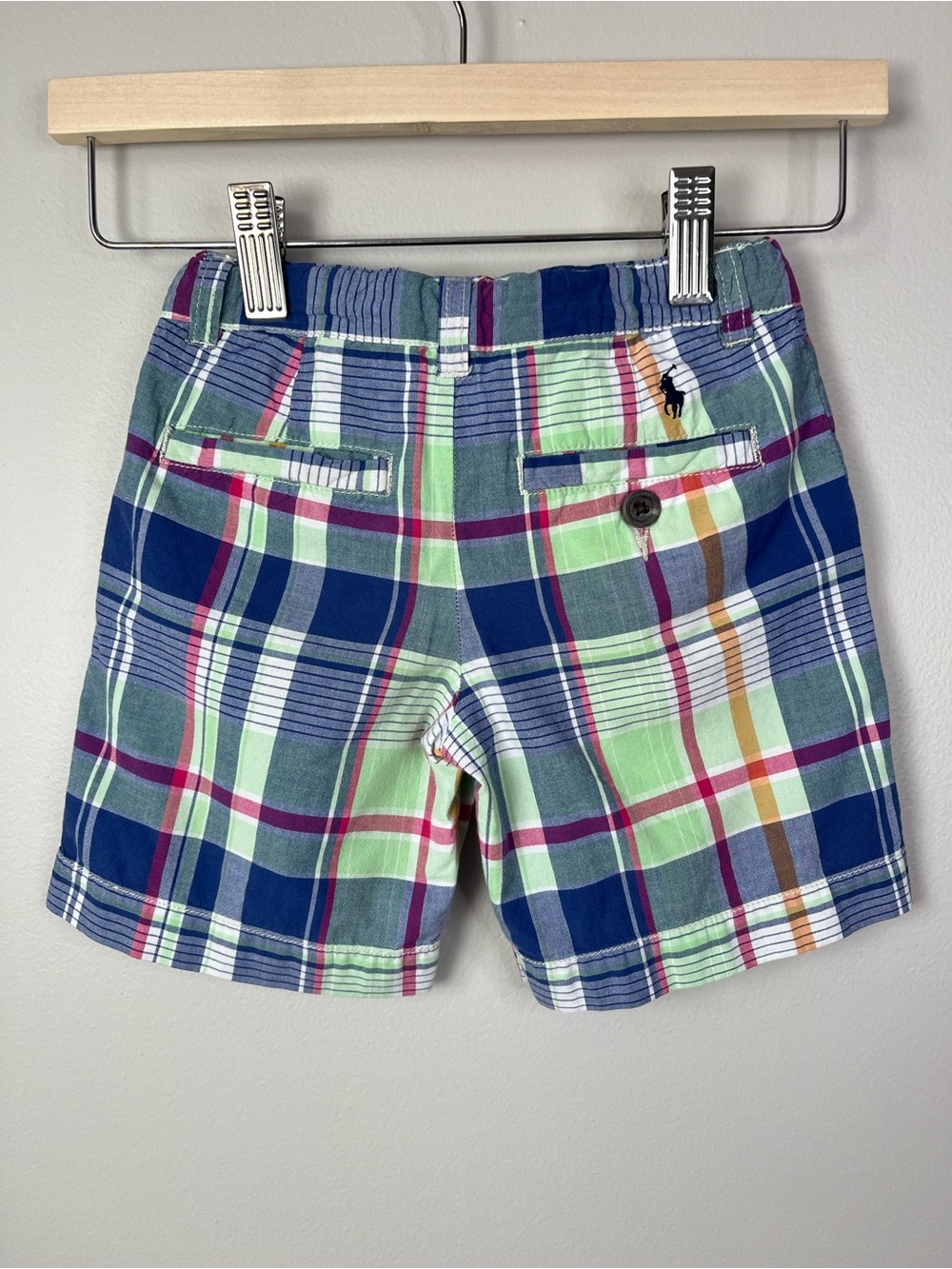 VTG Polo Ralph Lauren Boys 3T Multicolor Madras Plaid Flat-Front Shorts